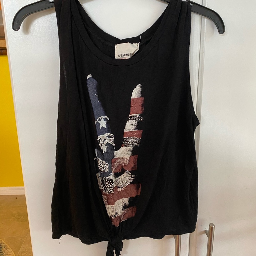 Black rocker peace sign top